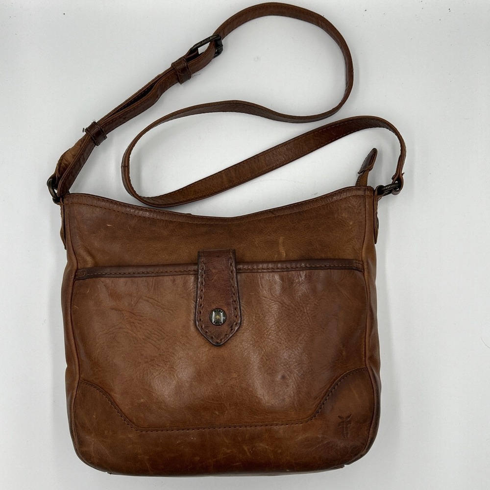 FRYE Melissa Button Italian Grain Leather  Adj. Slip Pocket Crossbody Handbag